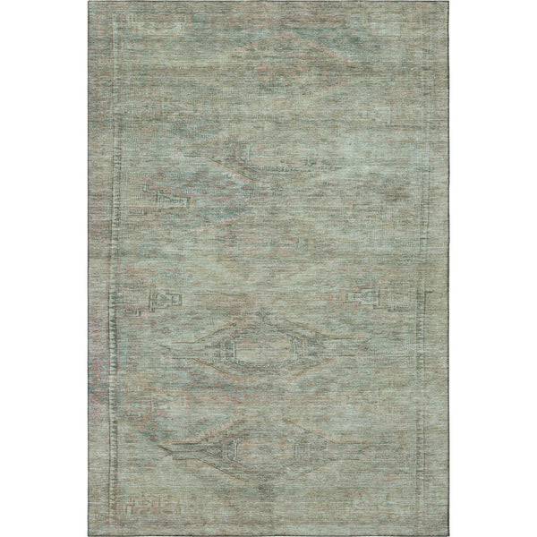 HomeRoots 10' X 14' Teal Sage and Copper Geometric Area Rug - Washable, UV Protected, Ideal for Busy Homes 695414