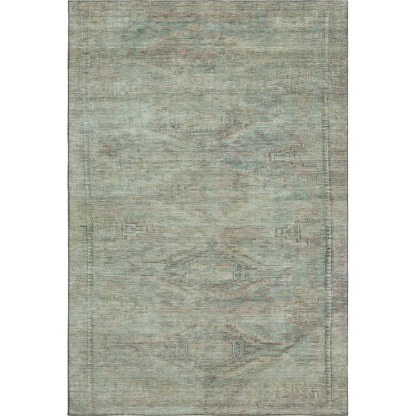 HomeRoots 10' X 14' Teal Sage and Copper Geometric Area Rug - Washable, UV Protected, Ideal for Busy Homes 695414