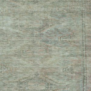 HomeRoots 10' X 14' Teal Sage and Copper Geometric Area Rug - Washable, UV Protected, Ideal for Busy Homes 695414
