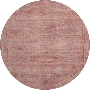 HomeRoots 8' Terra Cotta Salmon & Blush Abstract Round Rug - Washable, UV Protected, Non-Slip for High Traffic Areas 695417
