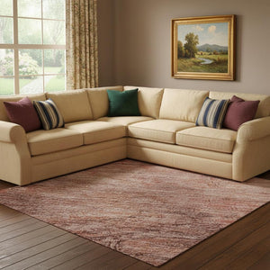 HomeRoots 8' X 10' Washable Terra Cotta Salmon Blush Area Rug with UV Protection, Non-Slip Backing & Stain Resistance 695418