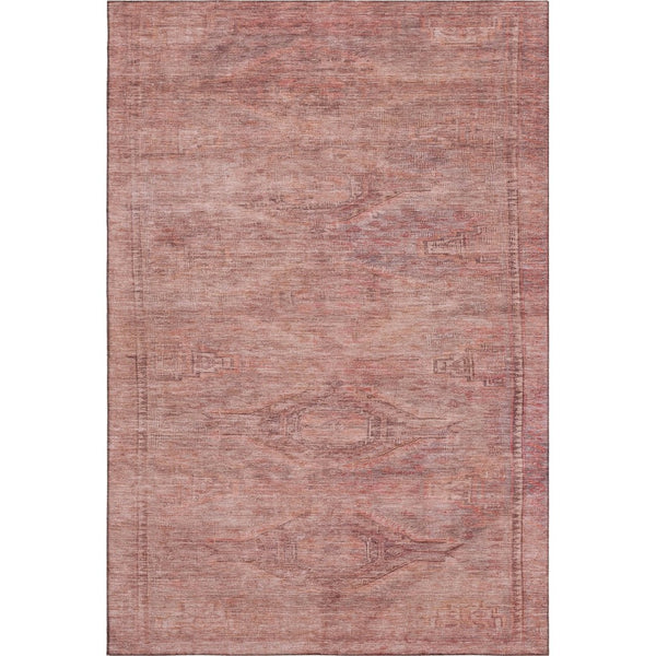 HomeRoots 9' X 12' Stylish Terra Cotta Salmon & Blush Geometric Washable Area Rug with UV Protection & Durability 695419