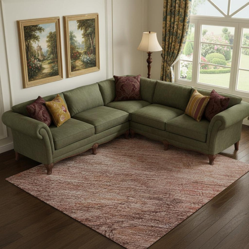HomeRoots 10' X 14' Terra Cotta Salmon & Blush Abstract Geometric Area Rug – Washable, UV Protected, Durable Design 695420