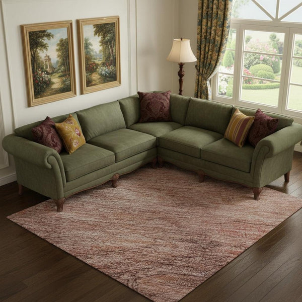 HomeRoots 10' X 14' Terra Cotta Salmon & Blush Abstract Geometric Area Rug – Washable, UV Protected, Durable Design 695420