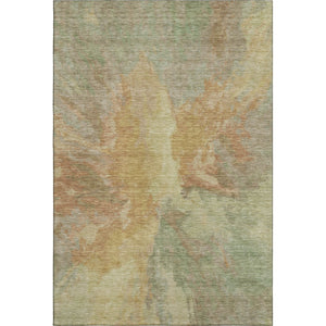 HomeRoots 5' X 8' Artichoke Green Gold Copper Abstract Area Rug – Durable, Washable, UV-Resistant for Modern Homes 695422