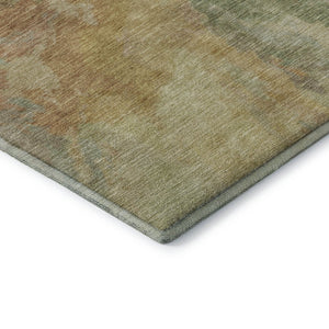 HomeRoots 5' X 8' Artichoke Green Gold Copper Abstract Area Rug – Durable, Washable, UV-Resistant for Modern Homes 695422