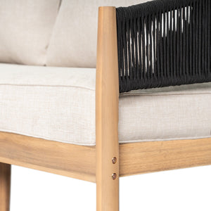 English Elm Christopher Knight Home® - Verona Outdoor Acacia Wood Loveseat With Beige Cushion & Black Rope Accents For Stylish Patios N775P309257B