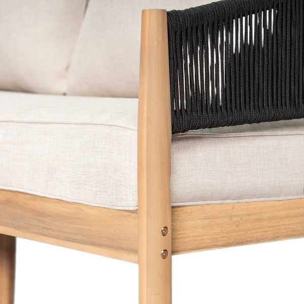 English Elm Christopher Knight Home® - Verona Outdoor Acacia Wood Loveseat With Beige Cushion & Black Rope Accents For Stylish Patios N775P309257B