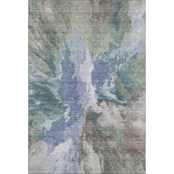 HomeRoots 5' X 8' Blue Gray and Ivory Abstract Area Rug - Washable, UV-Protected, Durable Non-Slip Design! 695428