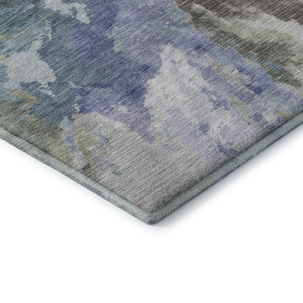 HomeRoots 5' X 8' Blue Gray and Ivory Abstract Area Rug - Washable, UV-Protected, Durable Non-Slip Design! 695428