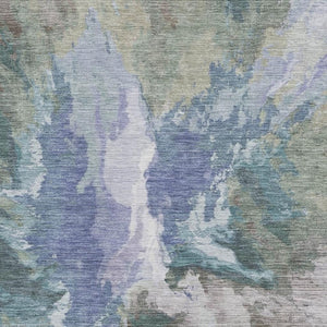 HomeRoots 5' X 8' Blue Gray and Ivory Abstract Area Rug - Washable, UV-Protected, Durable Non-Slip Design! 695428