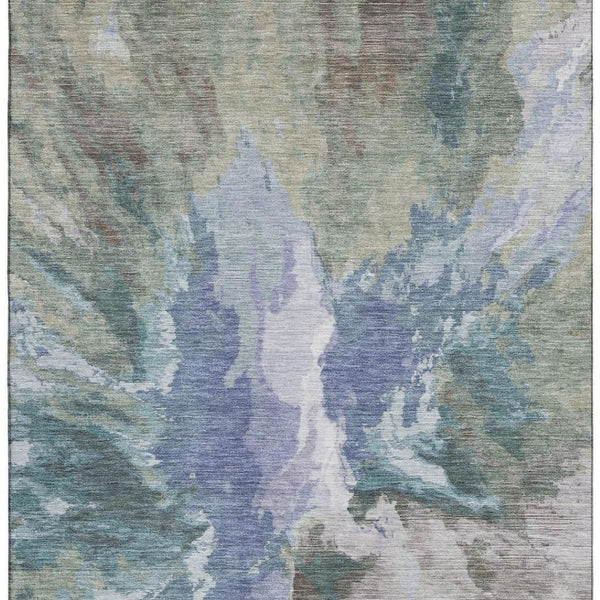 HomeRoots 5' X 8' Blue Gray and Ivory Abstract Area Rug - Washable, UV-Protected, Durable Non-Slip Design! 695428