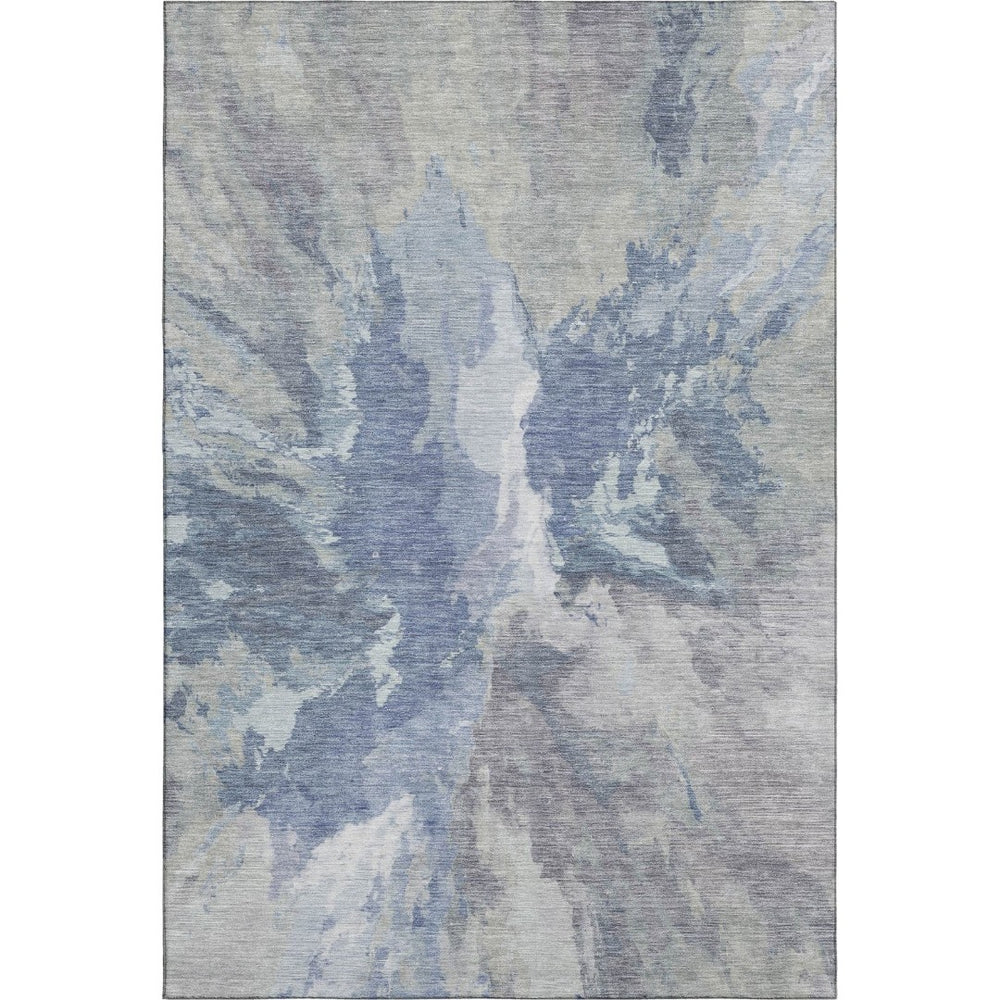 HomeRoots 5' X 8' Denim Blue Abstract Washable Area Rug with UV Protection – Durable, Stylish, Perfect for Homes! 695434