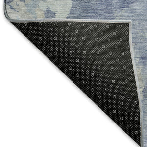 HomeRoots 5' X 8' Denim Blue Abstract Washable Area Rug with UV Protection – Durable, Stylish, Perfect for Homes! 695434