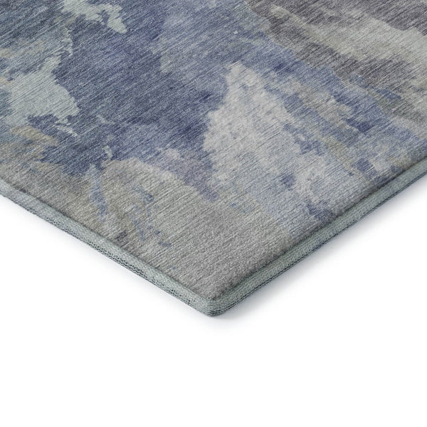 HomeRoots 5' X 8' Denim Blue Abstract Washable Area Rug with UV Protection – Durable, Stylish, Perfect for Homes! 695434