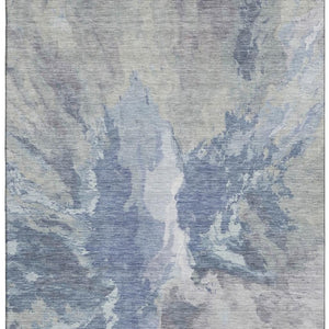 HomeRoots 5' X 8' Denim Blue Abstract Washable Area Rug with UV Protection – Durable, Stylish, Perfect for Homes! 695434