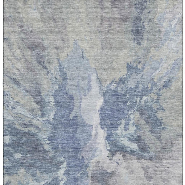 HomeRoots 5' X 8' Denim Blue Abstract Washable Area Rug with UV Protection – Durable, Stylish, Perfect for Homes! 695434