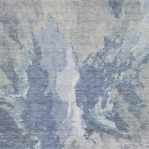 HomeRoots 8' X 10' Denim Blue Ivory Abstract Washable Area Rug - Durable, UV-Protected, Family-Friendly Decor 695436
