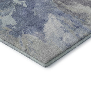 HomeRoots 9' X 12' Washable Abstract Area Rug in Denim Blue & Ivory - Durable, UV-Protected & Family-Friendly! 695437