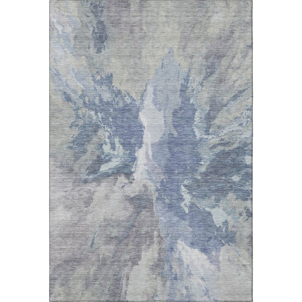 HomeRoots 10' X 14' Abstract Denim Blue Area Rug - Washable, UV Protected, Stain Resistant for High-Traffic Homes 695438