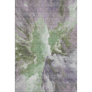 HomeRoots 9' X 12' Stylish Abstract Area Rug in Green, Purple & Ivory - Washable, UV Protected & Durable Design 695443