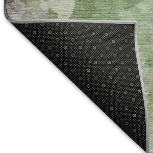 HomeRoots 9' X 12' Stylish Abstract Area Rug in Green, Purple & Ivory - Washable, UV Protected & Durable Design 695443