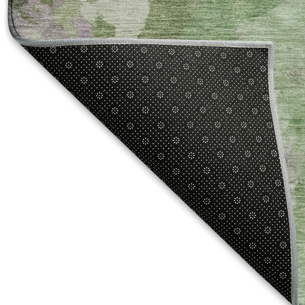 HomeRoots 9' X 12' Stylish Abstract Area Rug in Green, Purple & Ivory - Washable, UV Protected & Durable Design 695443