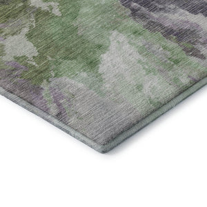 HomeRoots 9' X 12' Stylish Abstract Area Rug in Green, Purple & Ivory - Washable, UV Protected & Durable Design 695443