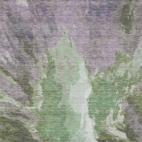HomeRoots 10' X 14' Washable Area Rug - Bold Green, Purple & Ivory Abstract Design with UV Protection & Durability 695444