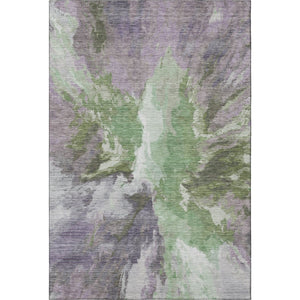 HomeRoots 10' X 14' Washable Area Rug - Bold Green, Purple & Ivory Abstract Design with UV Protection & Durability 695444