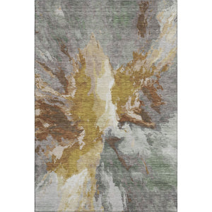HomeRoots 9' X 12' Gold Ivory and Gray Abstract Washable Area Rug – Durable, Stylish, Stain-Resistant Design! 695449