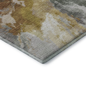 HomeRoots 9' X 12' Gold Ivory and Gray Abstract Washable Area Rug – Durable, Stylish, Stain-Resistant Design! 695449