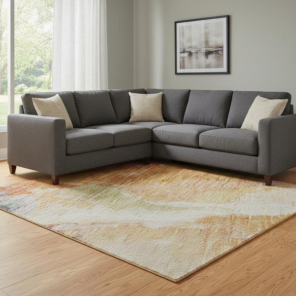 HomeRoots 8' X 10' Abstract Washable Area Rug in Vibrant Orange-Red & Teal with UV Protection for Durability 695454