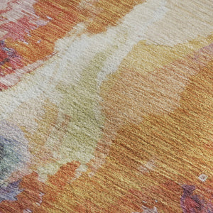 HomeRoots 10' X 14' Bold Orange, Red & Teal Abstract Washable Area Rug with UV Protection & Non-Slip Backing 695456
