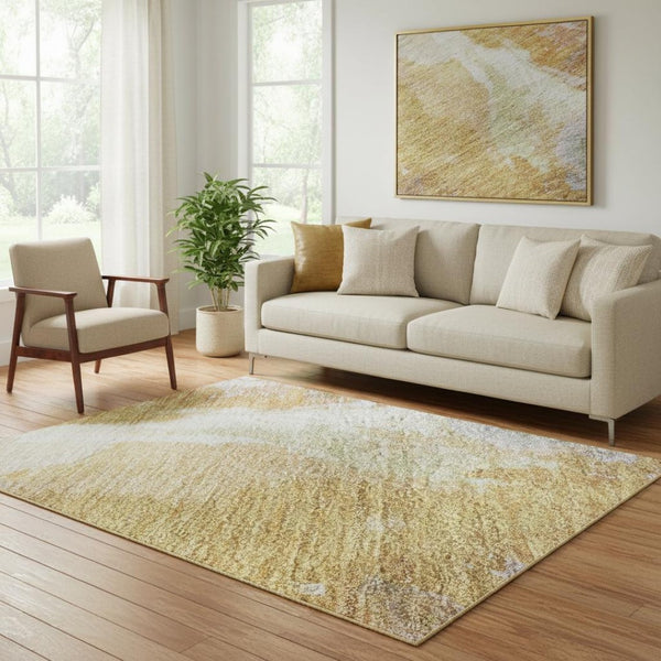 HomeRoots 5' X 8' Abstract Washable Area Rug in Rust, Wheat & Lavender - UV Protected, Durable & Stylish Home Decor 695458