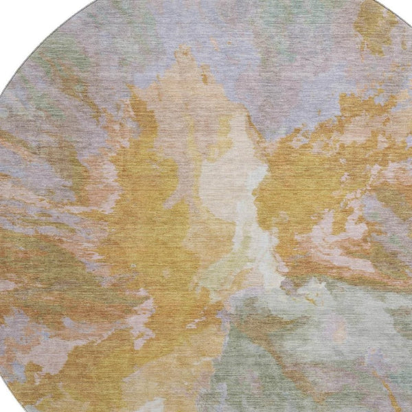 HomeRoots 8' Washable Round Rug in Rust, Wheat & Lavender - UV Protected, Stain Resistant & Modern Design 695459