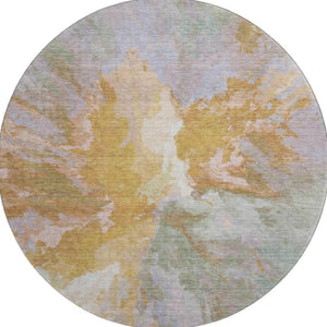 HomeRoots 8' Washable Round Rug in Rust, Wheat & Lavender - UV Protected, Stain Resistant & Modern Design 695459