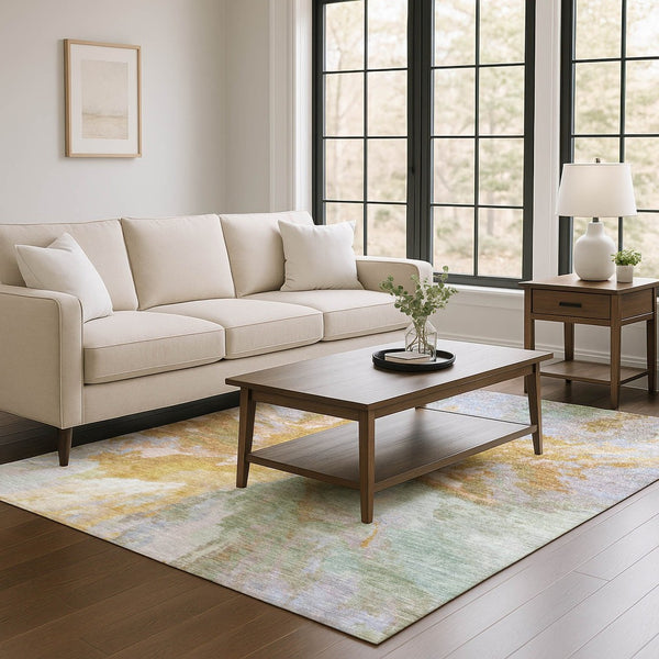 HomeRoots 8' X 10' Washable Area Rug in Rust, Wheat & Lavender - Durable, UV-Protected, Stylish for High Traffic 695460