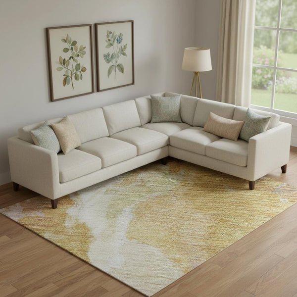 HomeRoots 10' X 14' Abstract Area Rug in Rust, Wheat & Lavender – Durable, Stain Resistant, UV Protected Design 695462