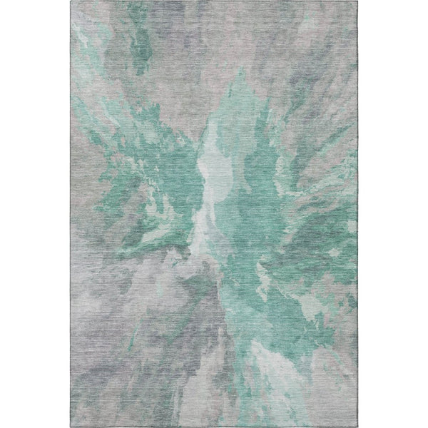 HomeRoots 9' X 12' Stylish Teal Gray Lavender Abstract Area Rug - Washable, UV Protected & Perfect for Homes! 695467