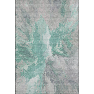 HomeRoots 9' X 12' Stylish Teal Gray Lavender Abstract Area Rug - Washable, UV Protected & Perfect for Homes! 695467
