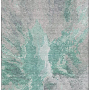 HomeRoots 9' X 12' Stylish Teal Gray Lavender Abstract Area Rug - Washable, UV Protected & Perfect for Homes! 695467