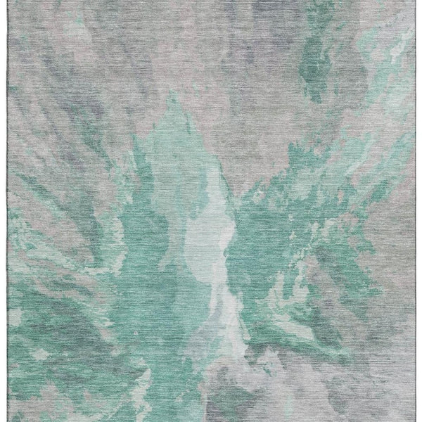HomeRoots 9' X 12' Stylish Teal Gray Lavender Abstract Area Rug - Washable, UV Protected & Perfect for Homes! 695467