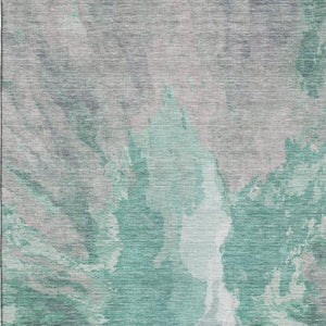 HomeRoots 10' Teal Gray & Lavender Abstract Washable Area Rug - Durable, Stain Resistant, UV Protection, Non-Slip! 695468