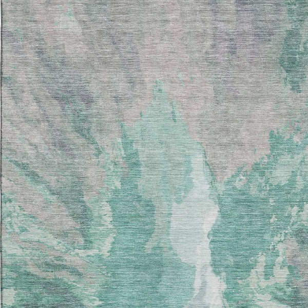 HomeRoots 10' Teal Gray & Lavender Abstract Washable Area Rug - Durable, Stain Resistant, UV Protection, Non-Slip! 695468