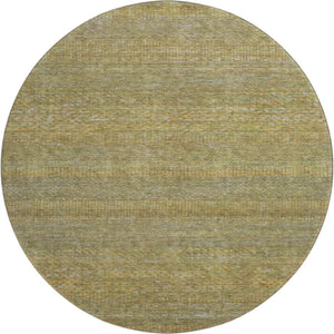 HomeRoots 8' Sage Gold Khaki Striped Round Rug – Washable, UV Protected, Stain Resistant for Busy Homes 695471