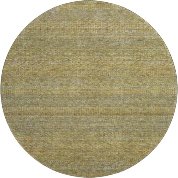 HomeRoots 8' Sage Gold Khaki Striped Round Rug – Washable, UV Protected, Stain Resistant for Busy Homes 695471