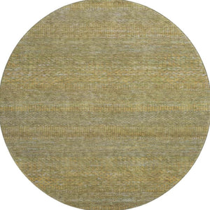 HomeRoots 8' Sage Gold Khaki Striped Round Rug – Washable, UV Protected, Stain Resistant for Busy Homes 695471