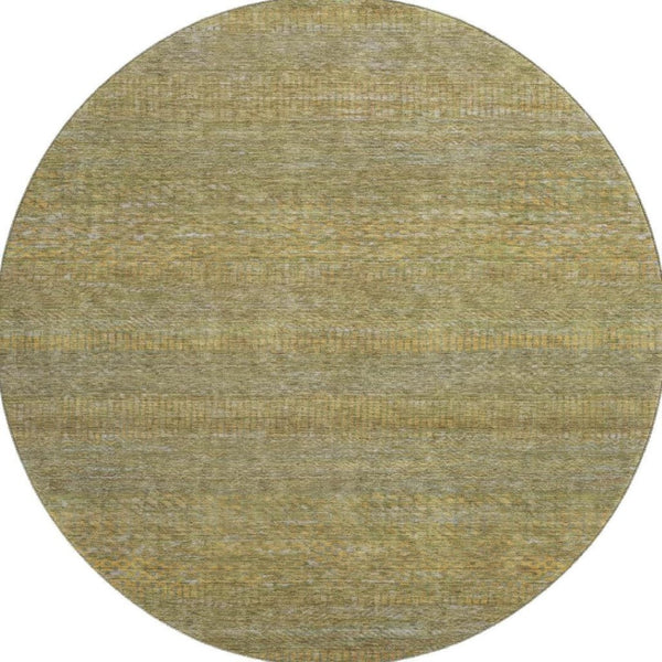 HomeRoots 8' Sage Gold Khaki Striped Round Rug – Washable, UV Protected, Stain Resistant for Busy Homes 695471