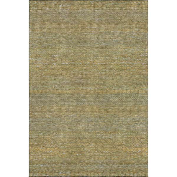 HomeRoots 8' X 10' Sage Gold Khaki Striped Area Rug - Durable, Washable & UV-Protected for Family Spaces 695472